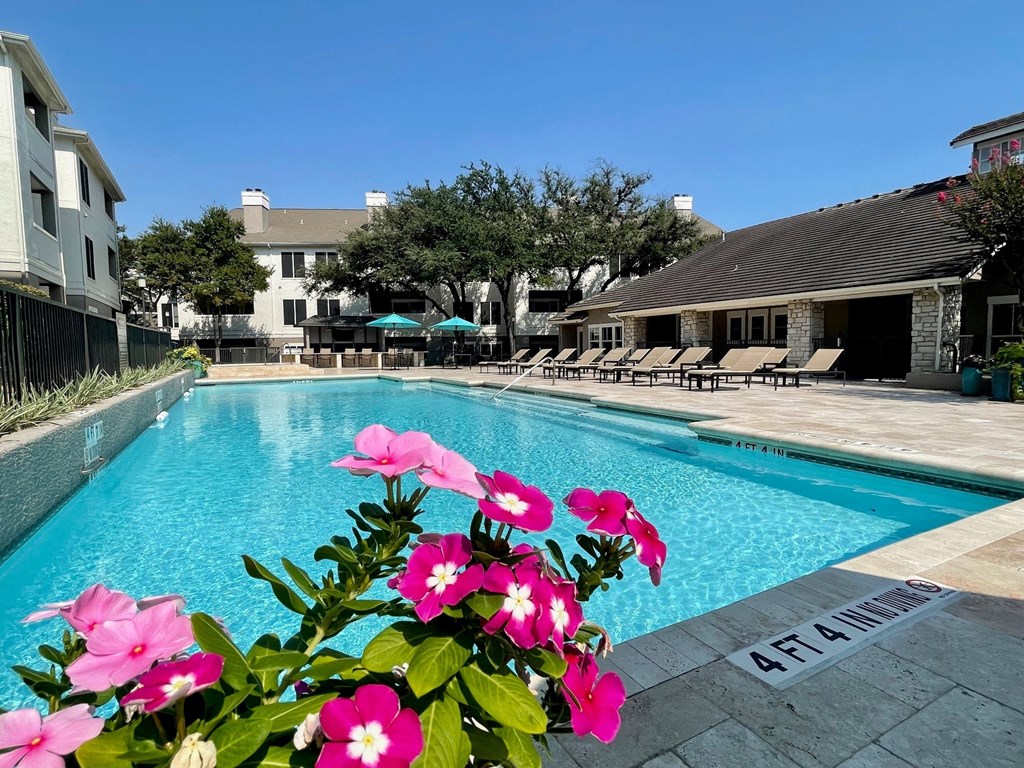 Shimmering swimming pool at Stonelake at the Arboretum, Austin